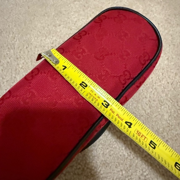 New! Gucci Red GG Monogram Canvas Boat Pochette - Picture 6 of 8